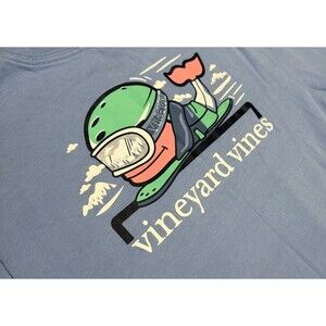 Vineyard Vines Youth Long Sleeve Blue Crew Neck Whale Snowboard Shirt Size XL